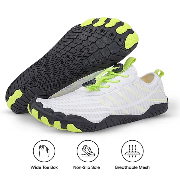 White Vorniyx barefoot shoe with neon stripe detailing